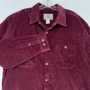 The Territory Ahead Mens XL Corduroy Button Down Shirt Burgundy Maroon Cotton